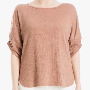 Max Studio Women's Crinkle Jersey Cinched Sleeve Knit Top xs